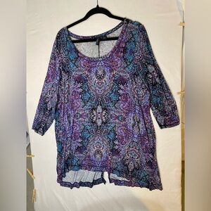 Cynthia Rowley Purple and Blue Paisley Tunic